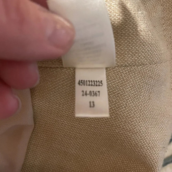 Women's 6 WHBM Military Inspired Linen Blend Jacket Ribbon Ruffle Peplum - Picture 7 of 7